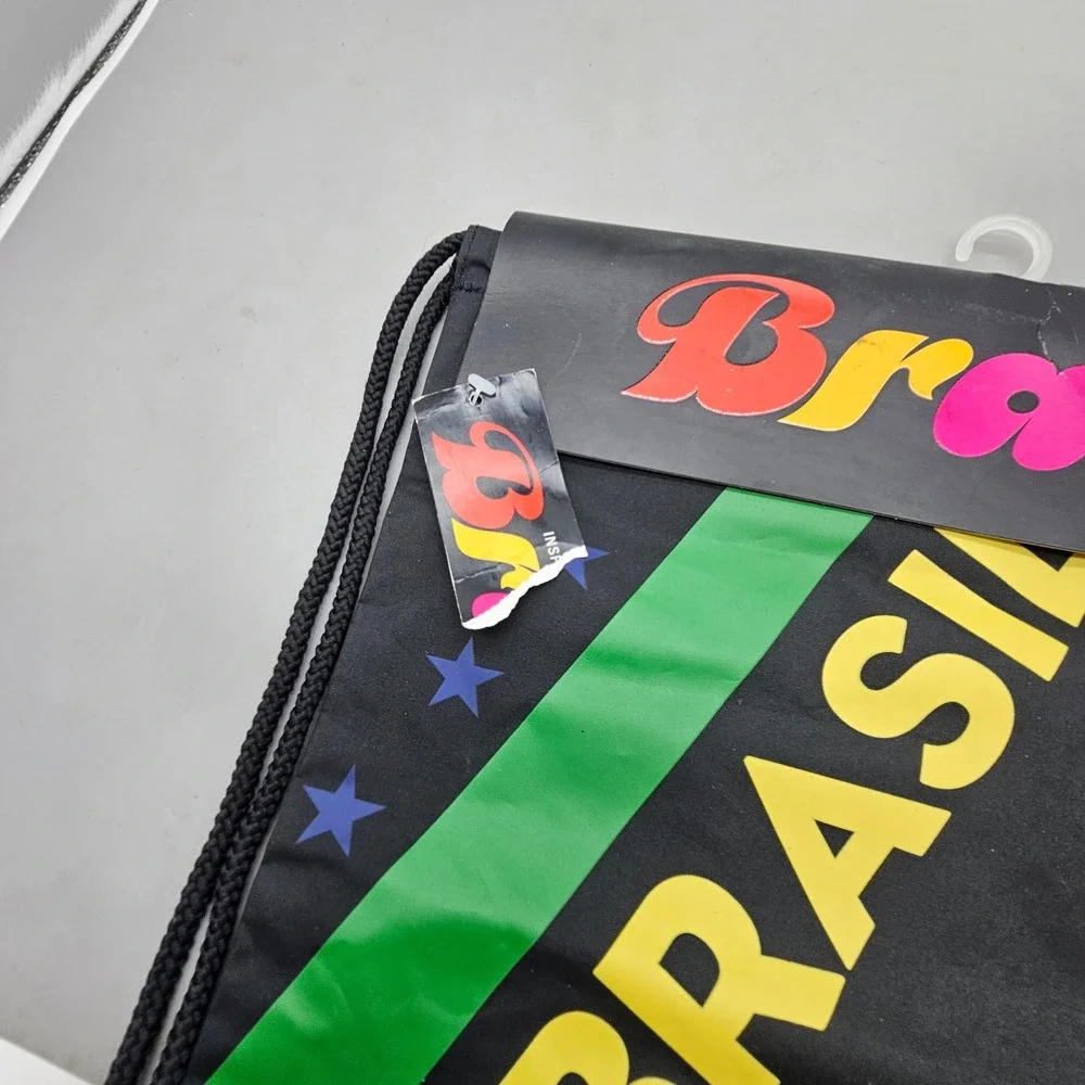 Macy's Brasil Drawstring Backpack Black Cinch Bag Brazil Flag Graphic PLZZ5666